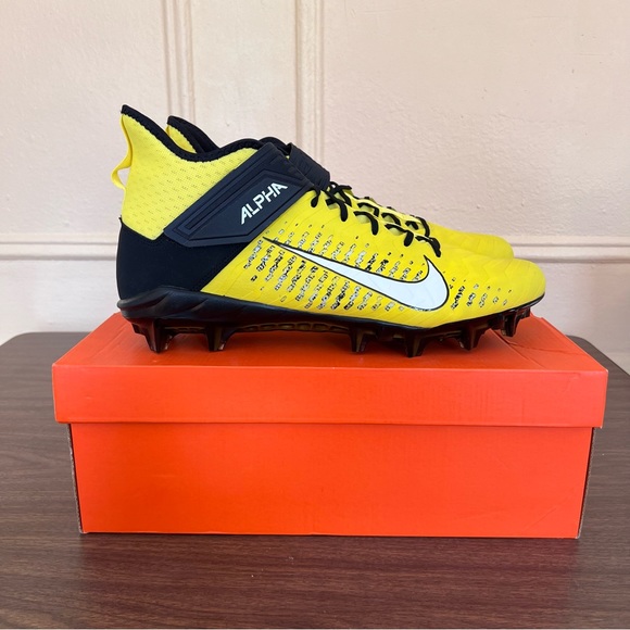 Nike Alpha Menace Pro 2 Mid Yellow Football Cleats - Picture 1 of 6